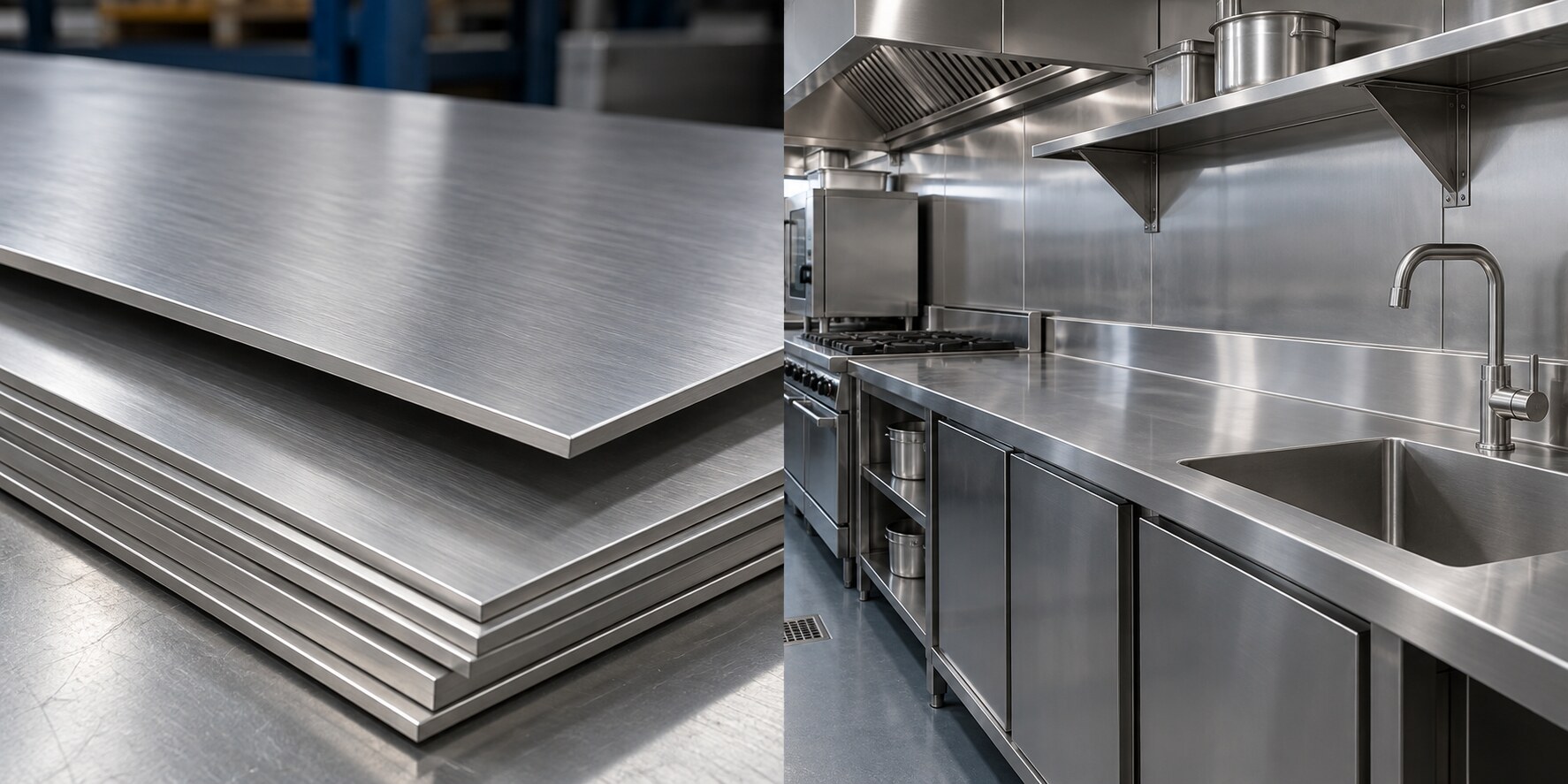 Ilustração: Chapas de aço inox — material